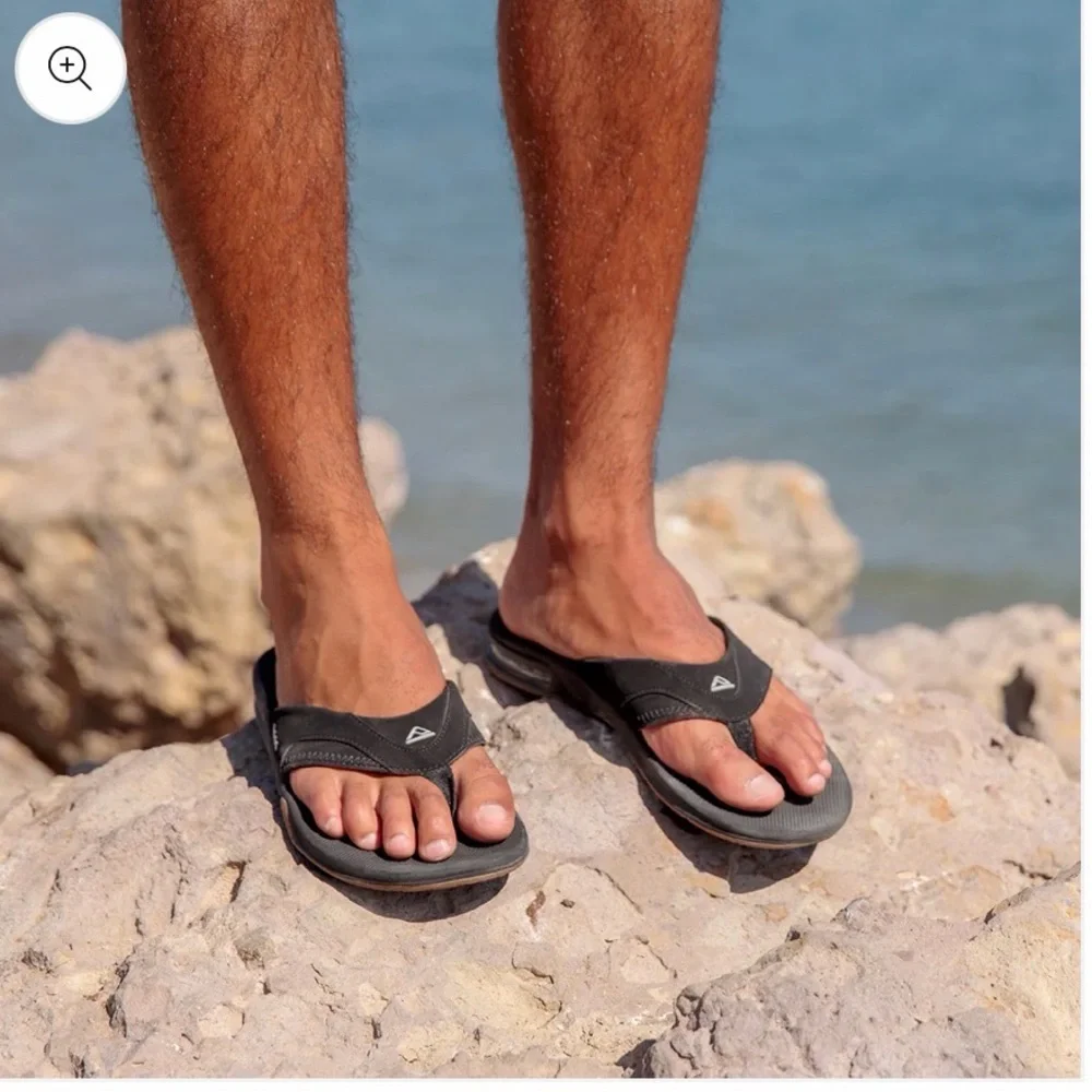 Reef Black and Silver Fanning Flip-Flop with Bottle Opener